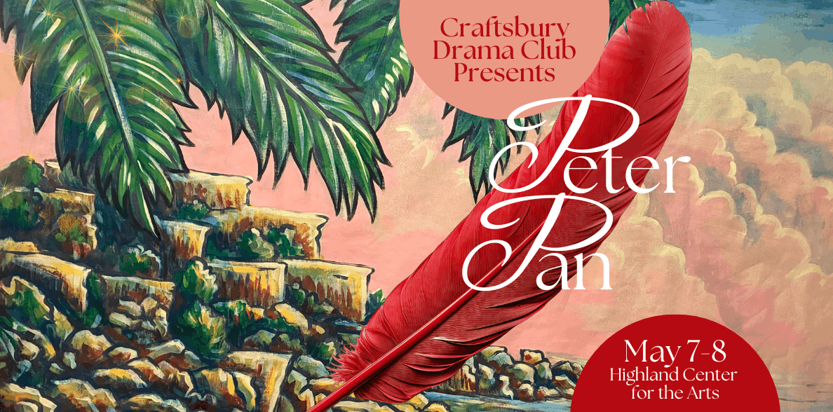 image of pirate ship, red feather, stars, and tropical plants